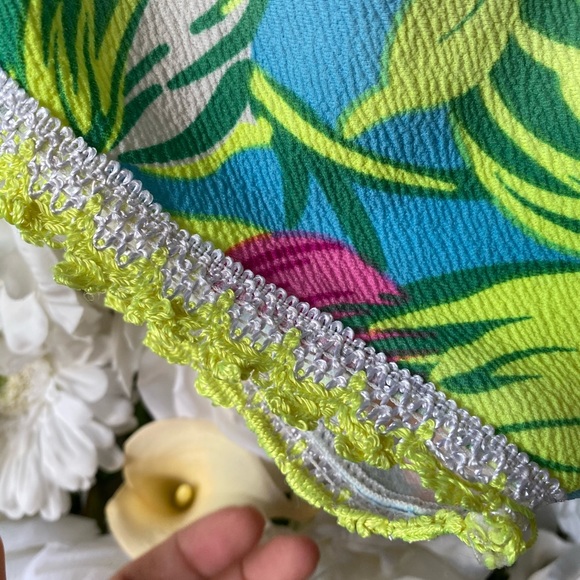 Floral Tropical Shorts Neon Blue & Yellow L - Picture 4 of 5